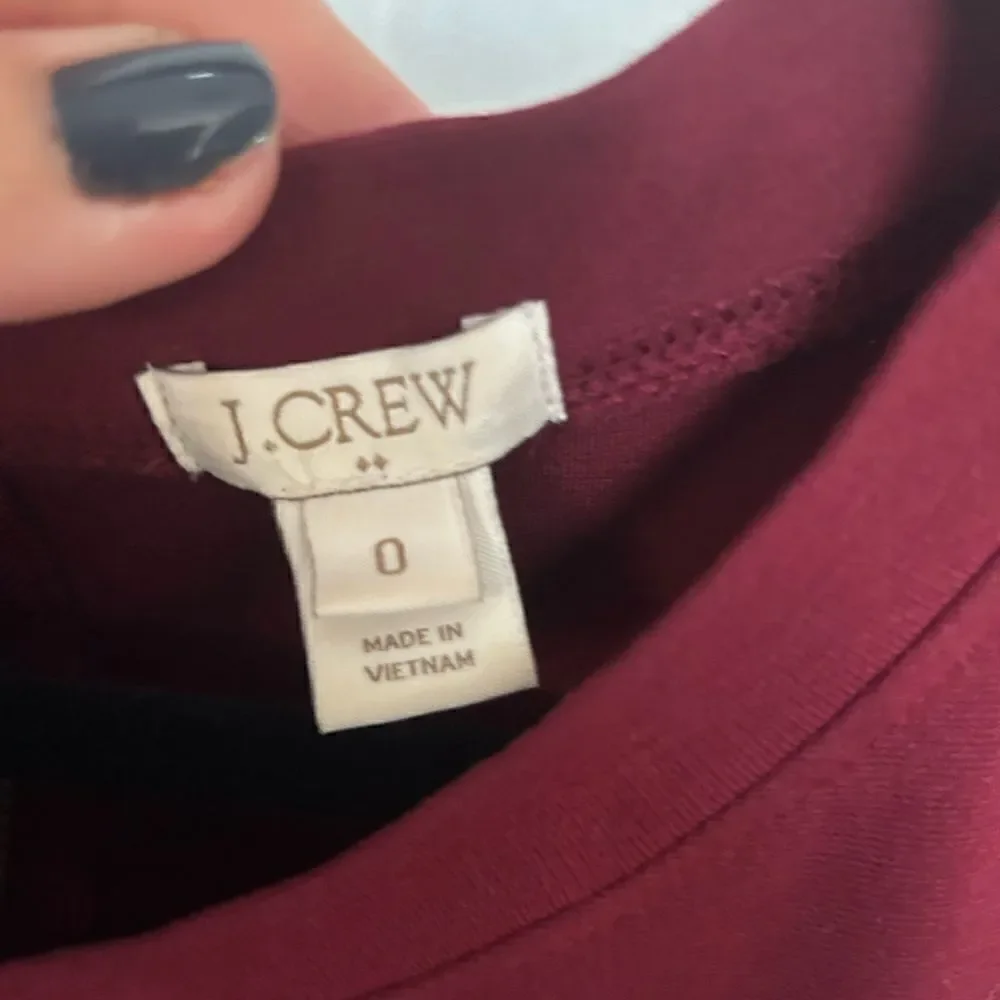 J. Crew Zipper Ponte Shift Dress in Burgundy Size 0 Spandex/Viscose Blend